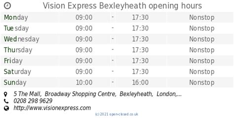 vision express opening times.